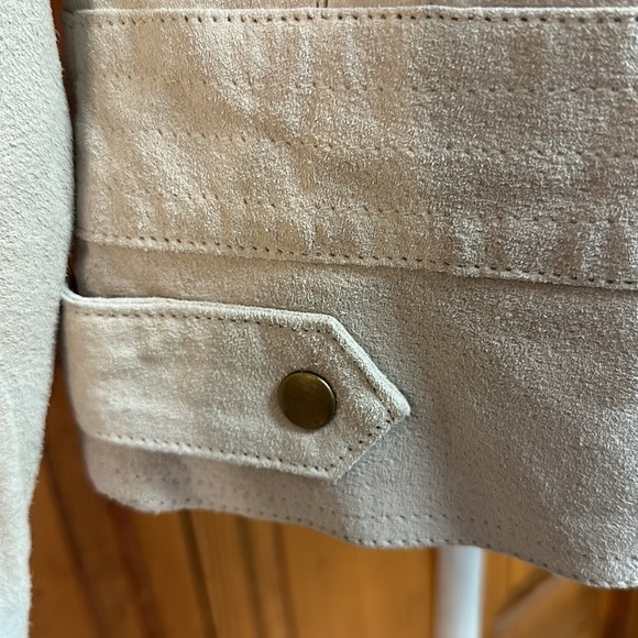 Chicos Suede Leather Birch Utility Biker Moto Jacket Chicos 1/Size 8 - Picture 11 of 13